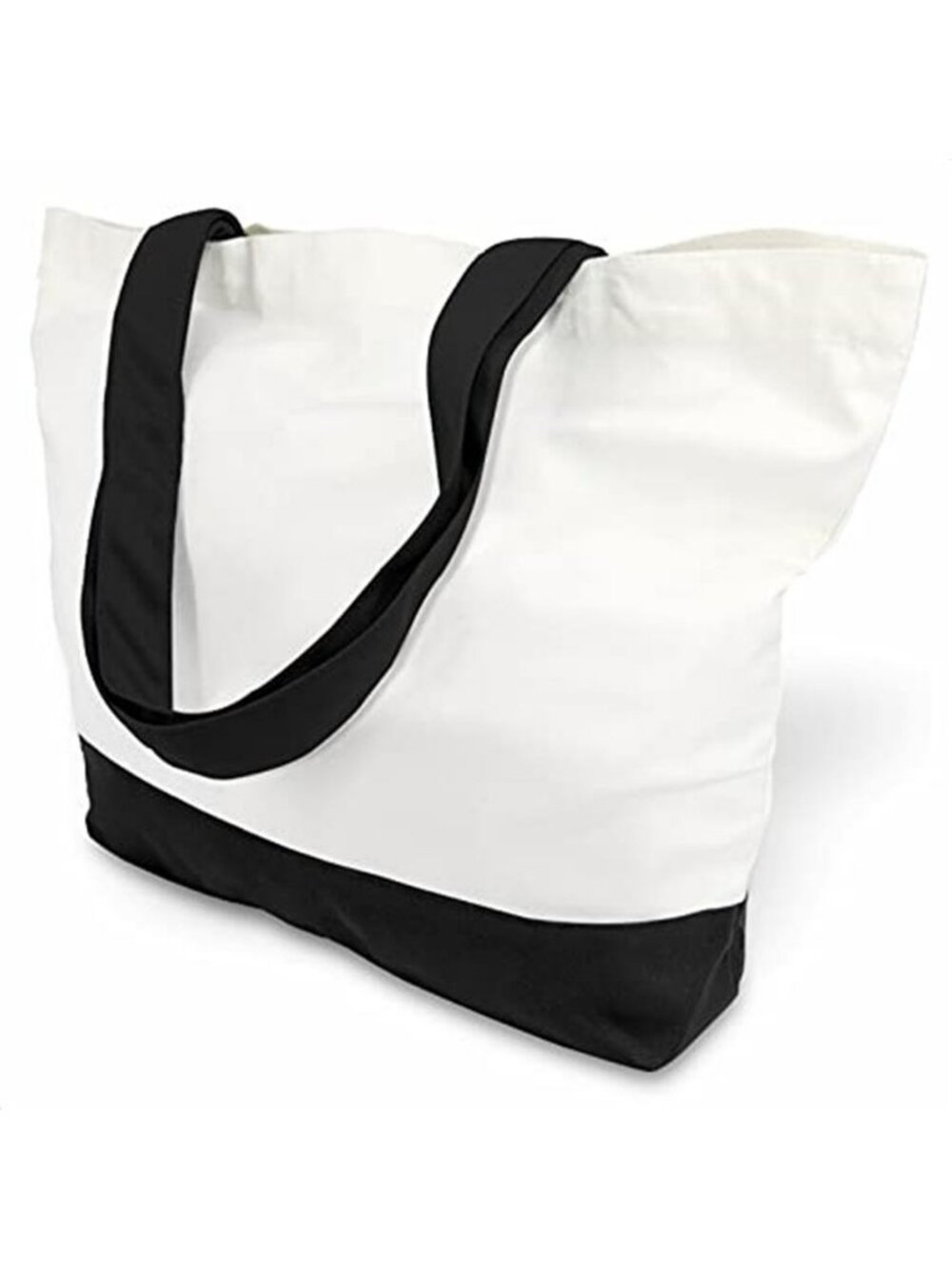 Two-Tone Canvas Tote Bag Large Reusable Shoulder Shopping Bag